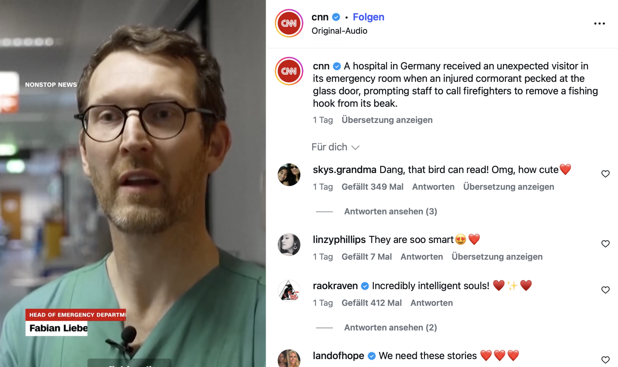 Interviewszene mit Klinikmitarbeiter